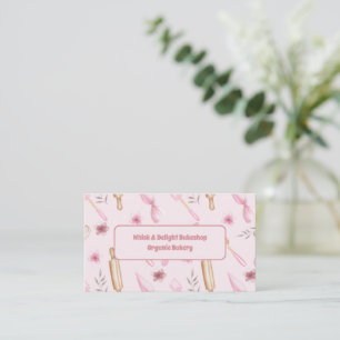 Blush Pink & Gold Baking & Cooking Utensil Bakery  Business Card