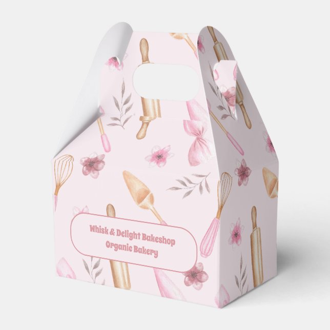Blush Pink & Gold Baking & Cooking Utensil Bakery  Favor Box (Front Side)