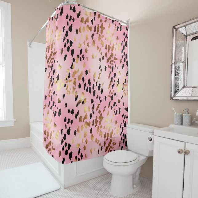 Blush Pink Gold Black Leopard Print Abstract (In Situ)
