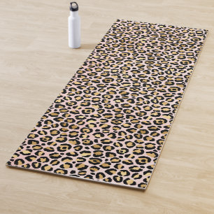 Blush Pink Gold Black Leopard Print Yoga Mat
