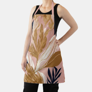 Blush Pink Gold Boho Leaves Modern Collection Apron
