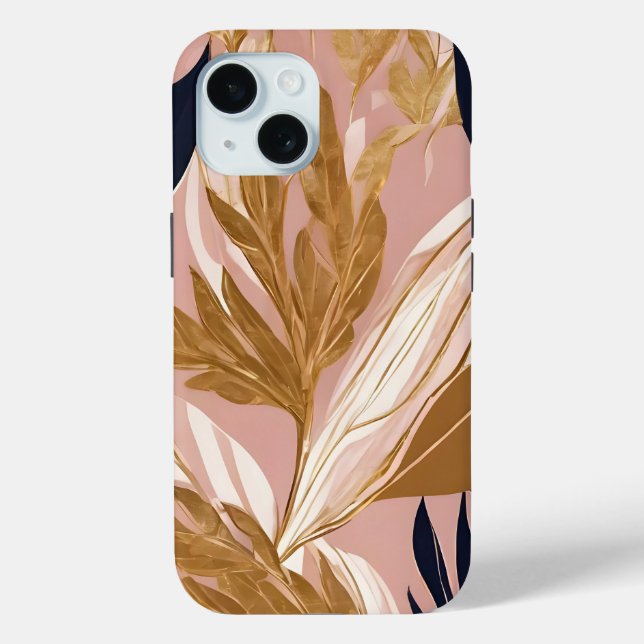 Blush Pink Gold Boho Leaves Modern Collection Case-Mate iPhone Case (Back)