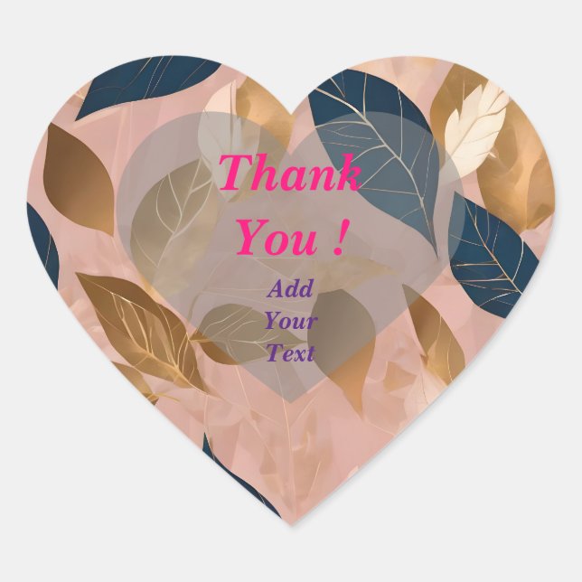 Blush Pink Gold Boho Leaves Popular Collection Heart Sticker (Front)