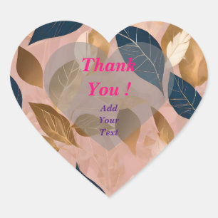 Blush Pink Gold Boho Leaves Popular Collection Heart Sticker