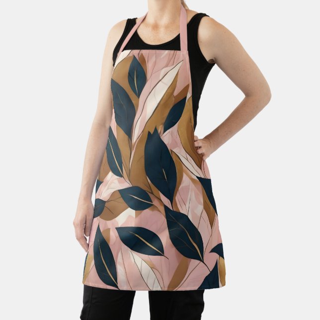 Blush Pink Gold Boho Leaves Trendy Collection Apron (Insitu)