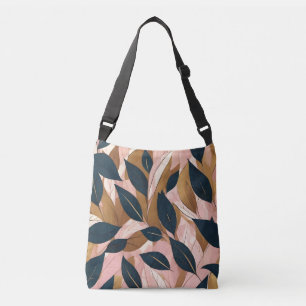 Blush Pink Gold Boho Leaves Trendy Collection Crossbody Bag