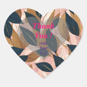 Blush Pink Gold Boho Leaves Trendy Collection Heart Sticker