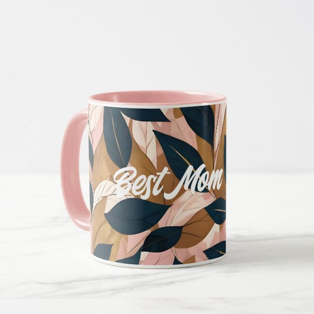 Blush Pink Gold Boho Leaves Trendy Collection Mug (Front Left)