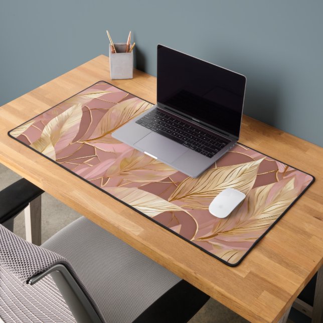Blush Pink Gold Boho Modern Leaves Collection (Bureau 2)