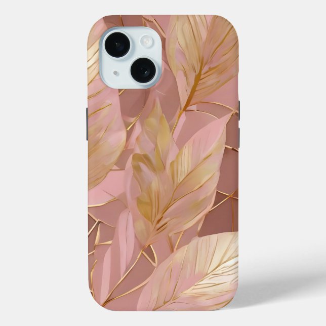 Blush Pink Gold Boho Modern Leaves Collection Case-Mate iPhone Case (Back)