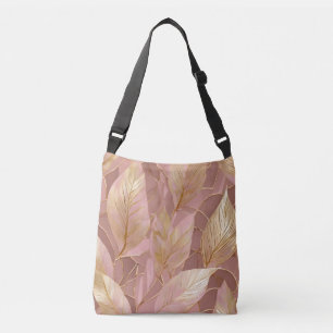 Blush Pink Gold Boho Modern Leaves Collection Crossbody Bag