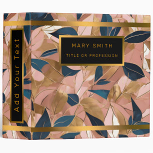 Blush Pink Gold Boho Popular Leaves Collection Binder