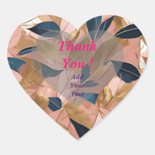 Blush Pink Gold Boho Popular Leaves Collection Heart Sticker