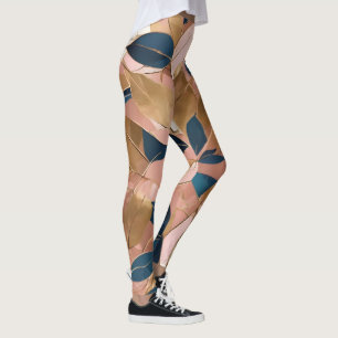 Blush Pink Gold Boho Popular Leaves Collection Leggings