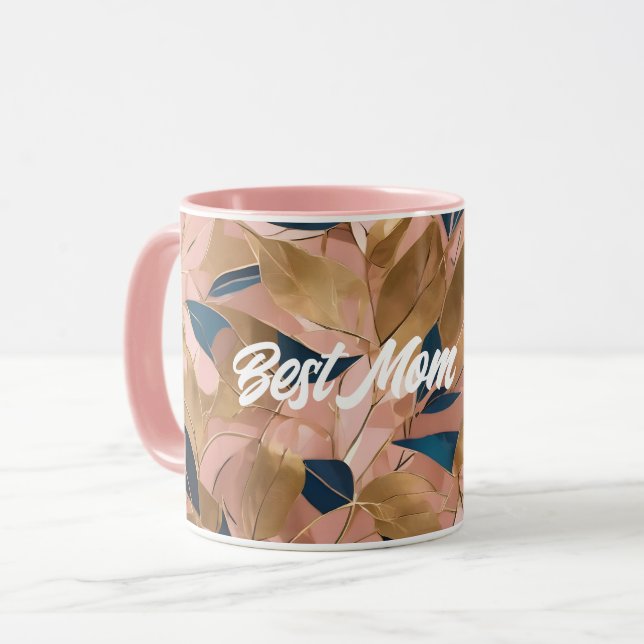 Blush Pink Gold Boho Popular Leaves Collection Mug (Front Left)