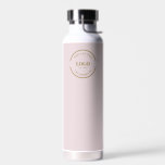 Blush Pink Gold Business Logo QR code Water Bottle<br><div class="desc">Make a statement with your business logo on a professional blush pink water bottle. Increase web-traffic and customer engagement with the Custom QR code generator on the bottle, which can link directly to your website. Don't miss out on this unique promotional opportunity! Customize your water bottles today. Give these at...</div>