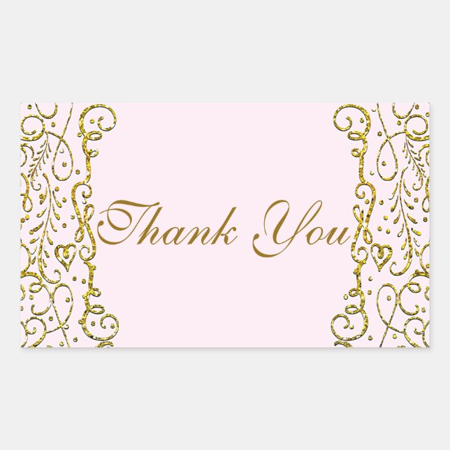 Blush Pink Gold Castle PRINCESS PARTY Birthday Sticker (Front)