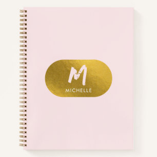 Blush Pink Gold Chic Feminine Monogram Initial  Notebook