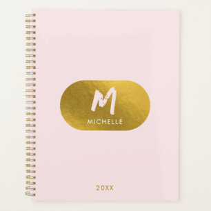 Blush Pink Gold Chic Feminine Monogram Initial   Planner
