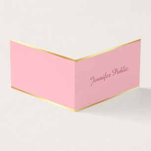 Blush Pink Gold Chic Hand Script Simple Template Business Card