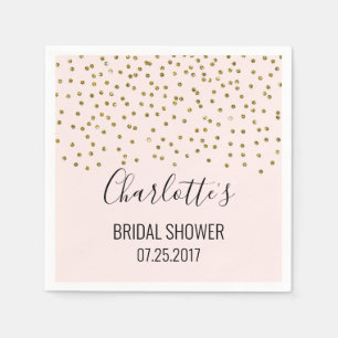Blush Pink Gold Confetti Bridal Shower Napkin
