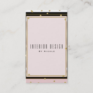 Blush Pink Gold Confetti Modern Elegant Business Card