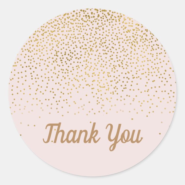 Blush Pink & Gold Confetti Modern Engagement Party Classic Round Sticker (Front)