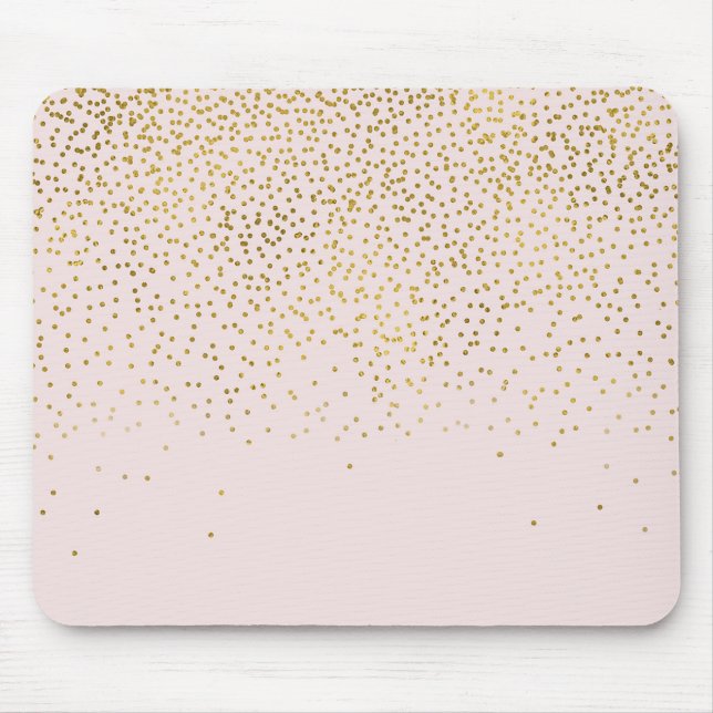 Blush Pink & Gold Confetti Modern Glam Trendy Mouse Pad (Front)