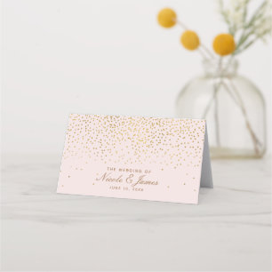Blush Pink & Gold Confetti Modern Table Number Place Card