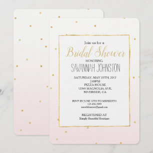 Blush Pink Gold Confetti Sparkle Ombre Invitation