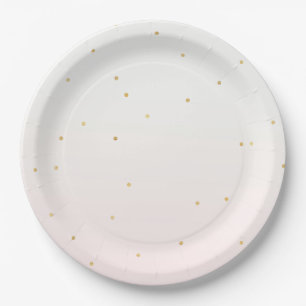 Blush Pink Gold Confetti Sparkle Ombre Paper Plate