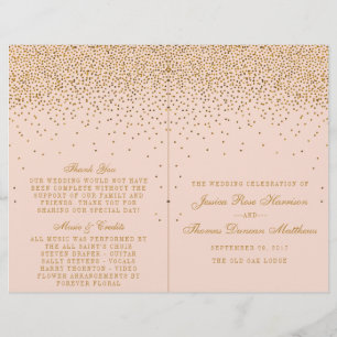 Blush Pink & Gold Confetti Wedding Bi-fold Program