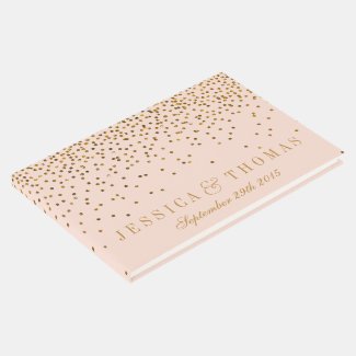 Blush Pink & Gold Confetti Wedding Guest Book