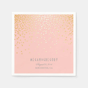 Blush Pink Gold Confetti Wedding Napkin