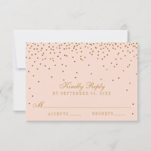 Blush Pink & Gold Confetti Wedding RSVP Card