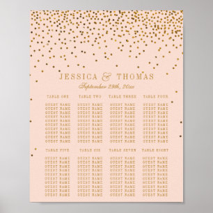 Blush Pink & Gold Confetti Wedding Seating Chart