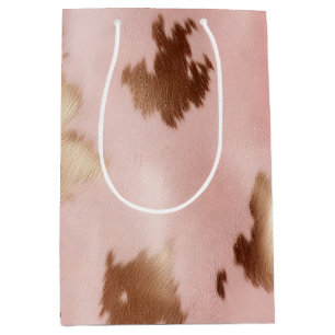 Blush Pink Gold Cowgirl Cowhide Medium Gift Bag