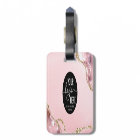 Blush Pink Gold Custom Logo QR Code Agate Monogram