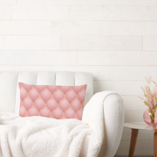 Blush Pink Gold Diamond Ogee Tufted Pillow