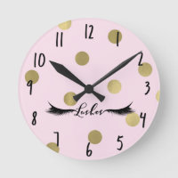 Blush Pink & Gold Dots Modern Glam Lashes Salon