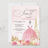 Blush Pink Gold Eiffel Tower Paris Sweet 16