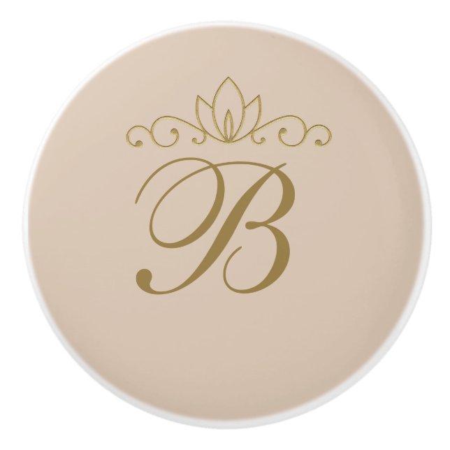 Blush Pink & Gold Elegant Chic Custom Glam Decor Ceramic Knob (Front)