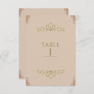 Blush Pink & Gold Elegant Chic Table Number Card