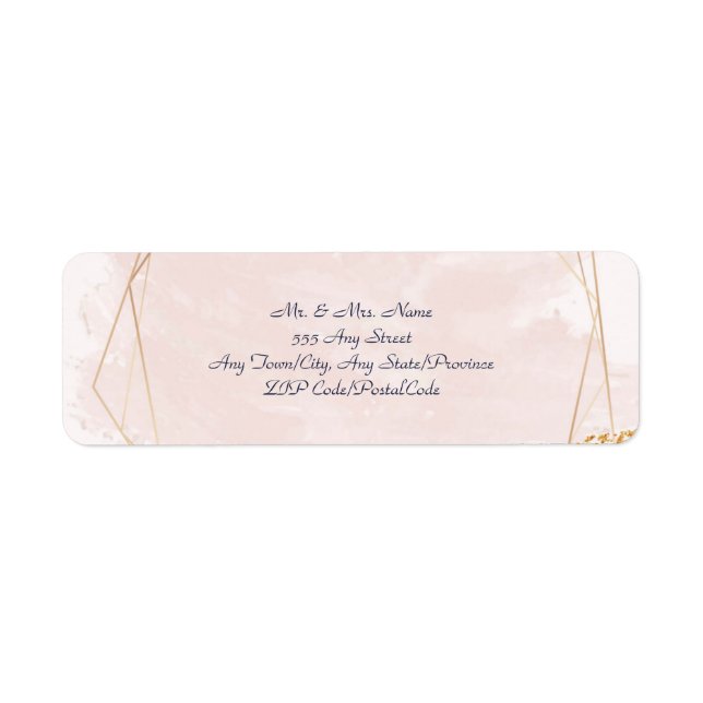 Blush Pink, Gold et Navy, Mariage Adresse de retou (Devant)