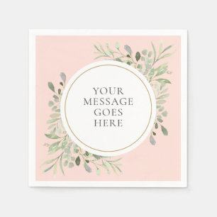 Blush Pink Gold Eucalyptus Greenery Foliage Napkin