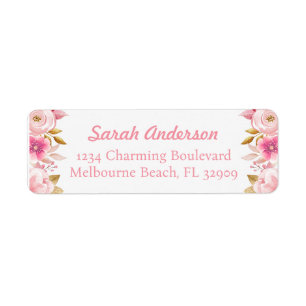 Blush Pink & Gold Floral Baby Shower Address Label