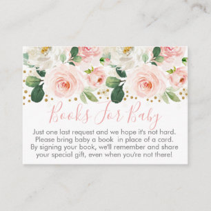Blush Pink & Gold Floral Baby Shower Book Request Enclosure Card