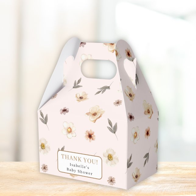 Blush Pink Gold Floral Baby Shower Favor Box (Creator Uploaded)
