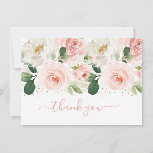 Blush Pink Gold Floral Bridal Shower Thank You