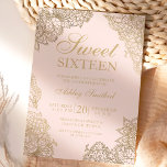 blush pink gold floral elegant Sweet sixteen Invitation<br><div class="desc">A modern,  pretty chic and elegant gold floral illustration and blush pink Sweet sixteen party invitation with gold flowers .</div>